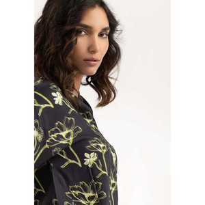 Haut en tricot noir à fleurs pour femme 224-217-022 - Product Image 4