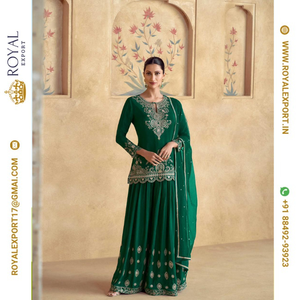 Lancement d'un nouveau Designer exclusif Premium Chinon Silk Heavy Festival Wear Sharara Suit Collections Wholesale By Royal Export - Product Image 2