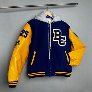 Veste universitaire personnalisée pour homme, manches en cuir chaudes pour l'hiver, veste bomber de baseball, streetwear, vêtements d'extérieur. - Product Image 5