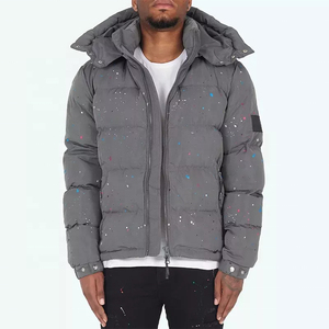 Manteau d'hiver matelassé en duvet pour homme, coupe-vent, chaud, épais, à capuche amovible, rembourré en coton, style doudoune, personnalisable OEM - Product Image 2