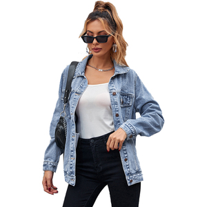 Veste en jean à col rabattu pour femmes respectueuses de l'environnement pour l'extérieur Fashion Wear Nouveau design Vestes en jean délavés à l'acide et à la pierre pour femmes - Product Image 5