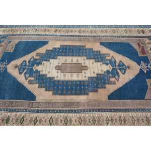 Alfombra Turca de 4.6x7 pies (140x214 cm), Alfombra Vintage Azul Camuflaje - Product Image 4
