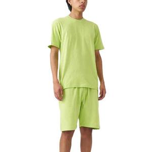 Conjunto informal de 2 piezas para entrenamiento y gimnasio para hombre, Camiseta holgada de manga corta de algodón 100%, conjunto de pantalones cortos con cuello redondo de talla grande para verano - Product Image 5