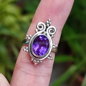 925 Sterling Silver <b>Boho</b> <b>Ring</b> Handmade Natural Amethyst Gemstone Oval Cut Purple Women's <b>Ring</b>-Gift - Product Image 6