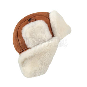 Personalizada nueva piel de oveja ajustable bajo Moq sólido liso hombres Shearling sombreros de piel de oveja - Product Image 5