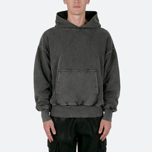 Poids élevé en vrac 600gsm unisexe plaine blanc surdimensionné goutte devrait Vintage lavé recadrée sweats à capuche hommes - Product Image 1