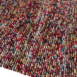 Tapis en feutre multicolore fait main, laine/coton, moderne, abstrait, écologique, antidérapant, adapté aux animaux domestiques, antibactérien, extra épais, bas - Product Image 3