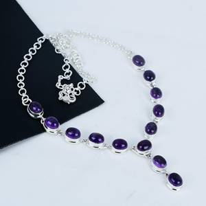 Collier pendentif en argent sterling 925 massif avec pierre précieuse naturelle ovale taille cabochon, améthyste de haute qualité, cadeau de fiançailles pour femme - Product Image 3