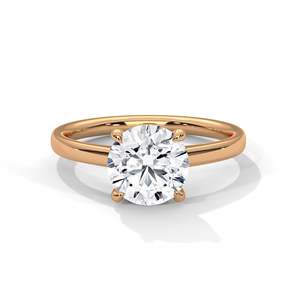แหวนเพชรเม็ดเดี่ยว 2 กะรัต เพาะเลี้ยงในห้องปฏิบัติการ ทรงกลม ทอง 14K/18K/10K สีเหลือง ชมพู ขาว แหวนหมั้นสำหรับเธอ ระดับความสะอาด VVS - Product Image 3
