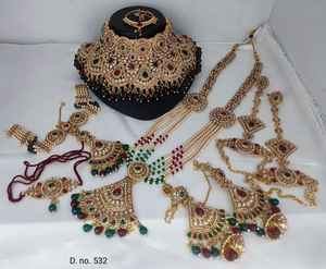 TRADITIONAL & FANCY ANTIQUE DESIGNER BRIDAL JEWELLERY GOLD PLATED <b>and</b> CZ ZIRCON BRIDAL WEDDING <b>NECKLACE</b> <b>SET</b> <b>and</b> FORWOMEN & GIRL - Product Image 2