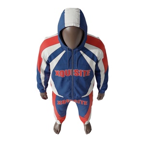 Ensemble survêtement vintage en polyester écologique personnalisé, veste zippée et pantalon, décontracté, léger, patchwork, unisexe, coupe-vent, streetwear - Product Image 1