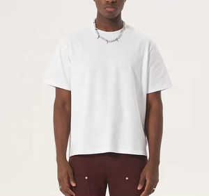 2025 camiseta recortada de alta calidad para hombre, camiseta informal esencial de gran tamaño, Camiseta de algodón 100% para hombre, ajuste holgado - Product Image 3