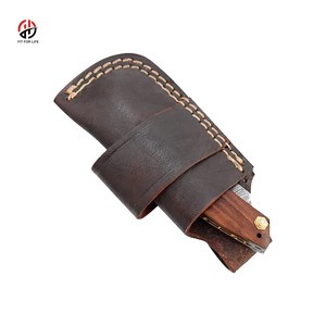 Couteau à cigares personnalisé en acier Damas de luxe HTTC de haute qualité avec étui en cuir pour les fêtes, le fumage et les voyages - Product Image 2