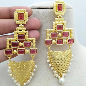 Heritage Kundan <b>Jhumkas</b> <b>Earrings</b> Set in Heavy Brass Made Bulk Product Customize Design Modern Pattern - Product Image 1