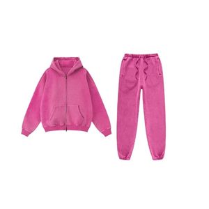 Conjunto de ropa para correr de invierno Unisex Color personalizado 100% algodón polar chándal Sudadera con capucha pantalones Jogger cordón transpirable - Product Image 3