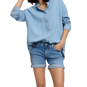 Pantalones cortos de mezclilla a la moda para mujer, pantalones cortos vaqueros rasgados de cintura alta, ropa informal de moda urbana, ropa de verano para niñas y damas - Product Image 1