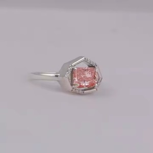 Ensemble de bagues de fiançailles uniques Bague en diamant naturel Radiant Lab de 3 ct avec bracelet d'éternité assorti Ensemble de mariée Mode pour fille - Product Image 3