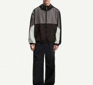 Chaqueta Cortavientos de Invierno para Hombre, Sudadera con Capucha, Cierre de Cremallera de un Cuarto, Bolsillo con Solapa, Estilo Universitario con Parches - Product Image 4