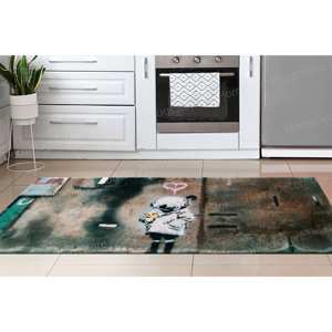 Tapis imprimé : design unique Banksy Space Girl & Bird, tapis en velours de luxe - Product Image 5