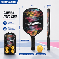 Set Raket Pickleball Serat Karbon Warna-warni dengan 2 Raket dan Bola Tersedia Sebagai Raket Tunggal Grosir Kustom