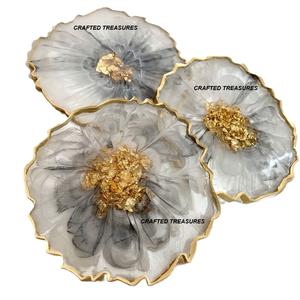 Ensemble de sous-verres ronds en résine époxy personnalisables de haute qualité avec support artisanat en résine pour la décoration intérieure - Product Image 2