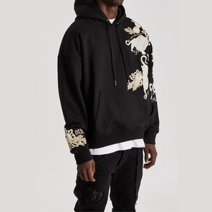 La mejor calidad personalizada de peso pesado térmico bordado Streetwear invierno Sudadera con capucha ácido lavado estampado 3D patrón con capucha cuello Crop - Product Image 4