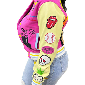 OEM Custom Women's Wool Printed Breathable Waterproof Reversible Eco-Friendly Varsity Regular Jacket Winter Custom Logo Your - Product Image 4