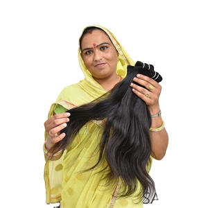 Extensions de cheveux humains vietnamiens bruts Double trame cuticule alignée soyeuse droite couleur noire faisceaux de cheveux indiens tissés à la Machine - Product Image 1