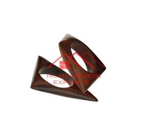 Rond de serviette en gros porte-serviettes pour pièce de conception sculptée pour accessoires bois d'acacia fini poli foncé et style - Product Image 1