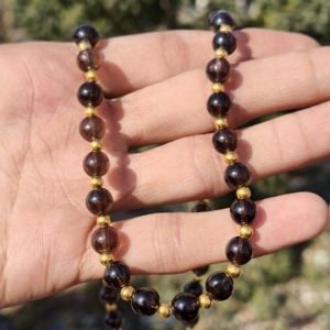 Natural Smoky Quartz Beaded <b>Necklace</b> 8mm Smooth Round Brown Quartz <b>Necklace</b> Handmade Healing Gemstone Jewelry Christmas Gift - Product Image 3