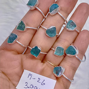 Anillos de Plata de Ley 925 con Aguamarina Natural en Bruto, Anillos de Plata con Piedras Preciosas al por Mayor y Joyería - Product Image 2