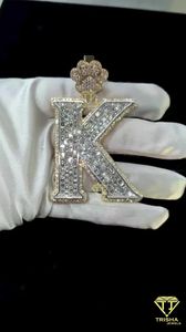 VVS Lab Grown Layered Letter "K" Pendant, Iced out Pendant Custom Letter 925 Sterling Silver Hip Hop Pendant - Product Image 2
