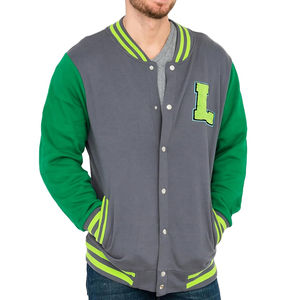 Chaqueta Universitaria Personalizada para Hombre con Cuello Alto y Mangas de Cuero, Nuevo Estilo, Chaqueta Universitaria de Lona al por Mayor con Logotipo Frontal - Product Image 3