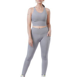 Diseñe su propio conjunto de yoga para mujeres-Logotipo de color personalizable Spandex de alta calidad/poliéster Transpirable Ropa de fitness de gimnasio de 2 piezas para - Product Image 1