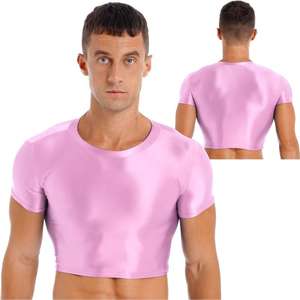 <b>Men's</b> Microfiber <b>Crop</b> <b>Top</b> Stylish Slim Fit Gym Workout Tee for Summer Casual Wear Fashionable Microfiber Material - Product Image 5