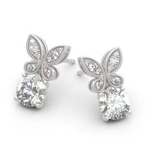 Boucles d'oreilles pendantes Jeulia Butterfly en argent sterling à coupe ronde - Product Image 3