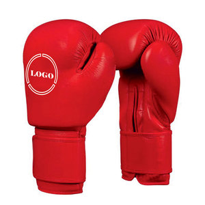 Gants de boxe en mousse lacée Training Thai Kick Boxing avec cuir de vachette évacuant l'humidité pour garçons et filles - Product Image 1