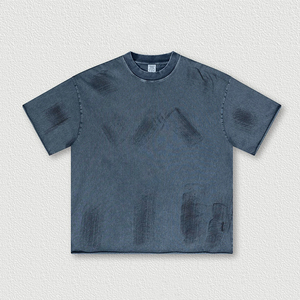 T-shirt en détresse Streetwear Heavyweight 250 GSM Boxy Cropped t Shirt Logo personnalisé Graphic Acid Wash t Shirt - Product Image 1
