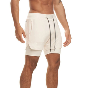 Amano Sports New Trending Sportswear Transpirable Liso Gym Shorts 100% Poliéster 2 en 1 Mens Fitness Shorts - Product Image 4