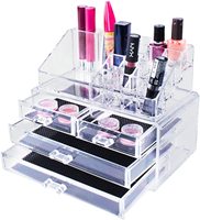 Afossa – Boîte de rangement rectangulaire multifonctionnelle en acrylique robuste, écologique, moderne, multi-compartiments, transparente, moulée par injection, 3-6L