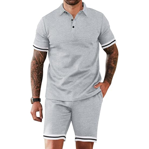 Conjunto informal de entrenamiento para hombre, camiseta y pantalones cortos con corte atlético, perfecto para ejercicio físico o ropa de fin de semana - Product Image 6