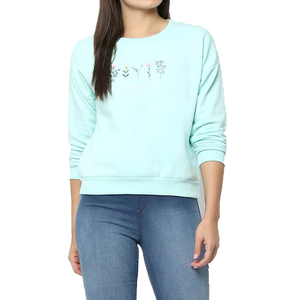 Sudadera de lana de algodón rosa de alta calidad de fabricantes de mujeres Sudadera de cuello redondo bordada personalizada - Product Image 1