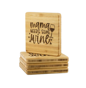 Ensemble de six dessous-de-verre en bois d'acacia de forme carrée au design classique, fabriqués à la main avec des matériaux purs, à prix abordable - Product Image 1