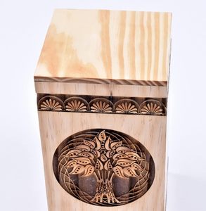 Urne en pin pour cendres humaines-Boîte en bois arbre de vie-Urne de crémation personnalisée pour cendres fabriquée à la main - Product Image 6