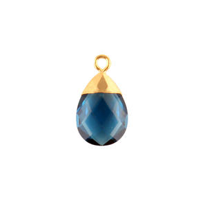 London Blue Quartz Faceted Pear Drop Connector DIY <b>Jewelry</b> <b>Findings</b> <b>Components</b> Gold Electroplated Charm Metal & Brass MM Size - Product Image 1