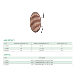 Rejilla Redonda Industrial de Cobre Tecnosystemi con Resortes y Rejillas Metálicas para Sistemas HVAC, Fácil Instalación - Product Image 2