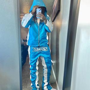 Chaqueta cortavientos con bordado de letras y cremallera para hombre, chaqueta impermeable de nailon de 2 piezas para exteriores, chándal reflectante para correr - Product Image 6