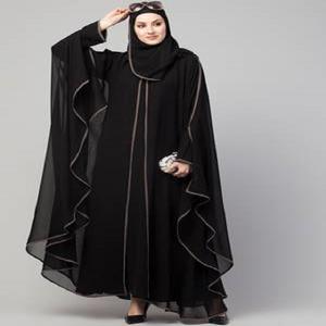 Abaya de luxe élégante et élégante de haute qualité, de couleur noire, avec des motifs dorés, de style antique, à vendre - Product Image 3
