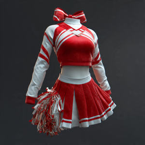 Cheerleader Uniform <b>Long</b> Sleeve Dance Cheerleading <b>Skirts</b> with Rhinestone 100% Polyester Printed Cheerleader Uniforms - Product Image 2