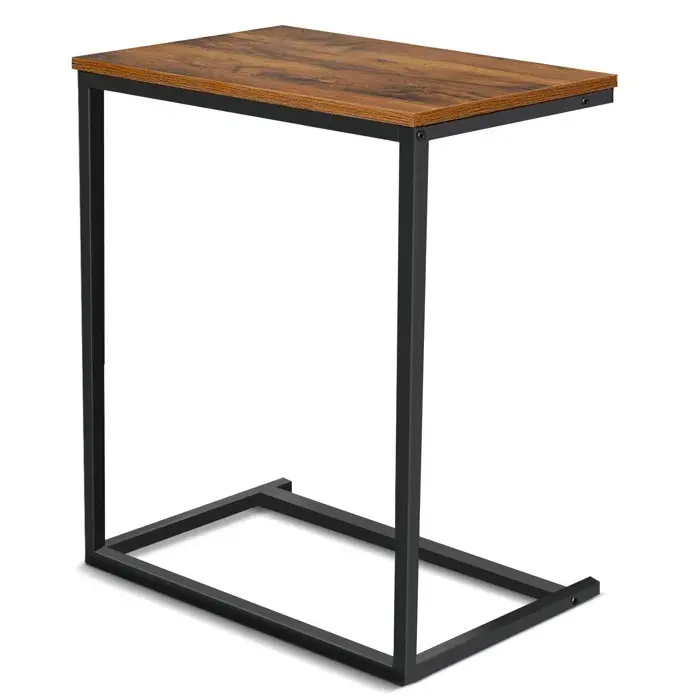 Table d'étude de chevet de lit personnalisée, Design minimaliste en fer massif et en bois de mangue naturel noir et marron foncé Durable